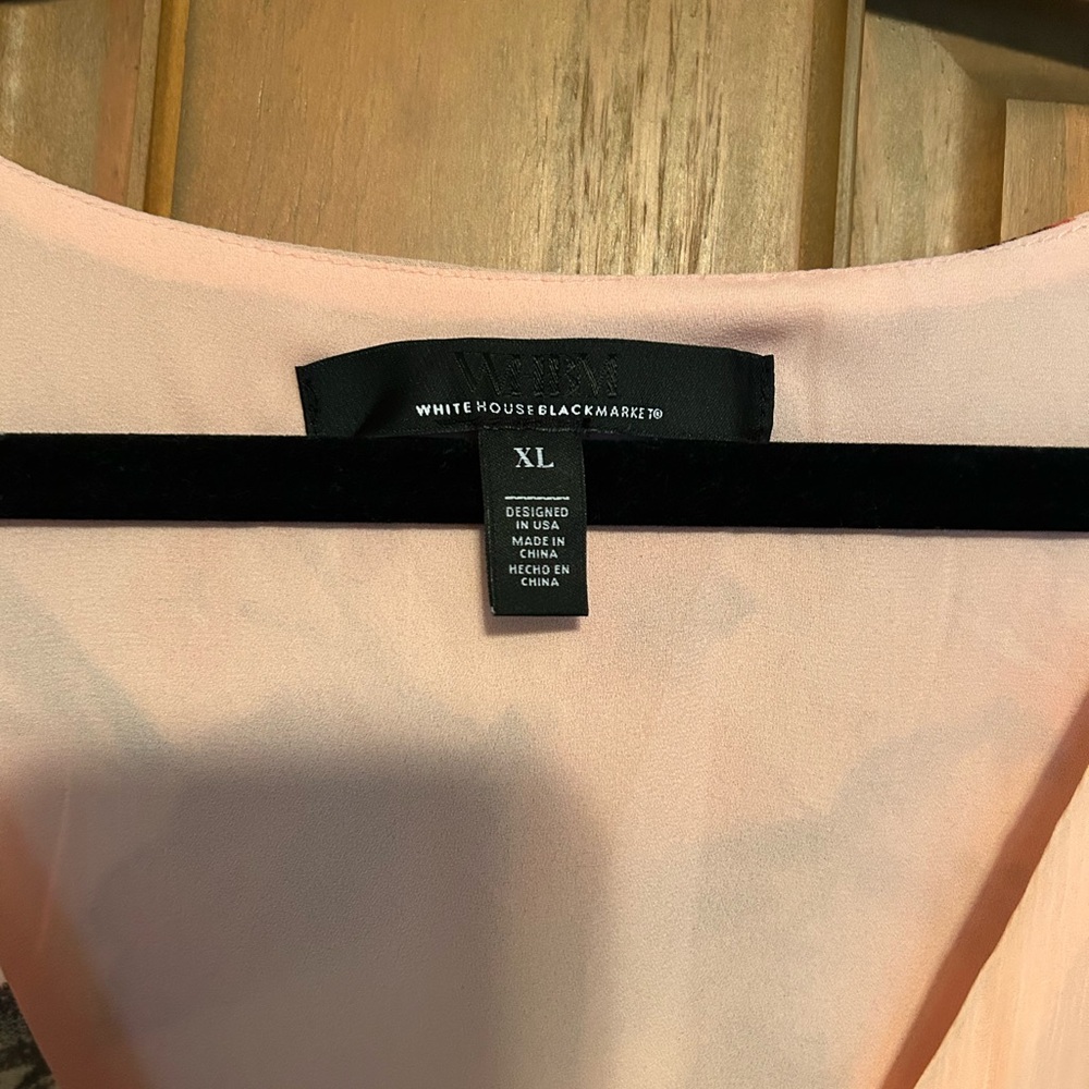 White House Black Market Floral Wrap Blouse - Peach - Picture 7 of 9